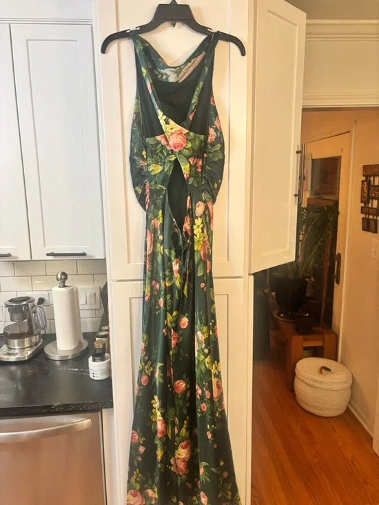 new Reformation Anaiis Silk Dress maxi gown high neck cut in Belvedere floral - Picture 9 of 10